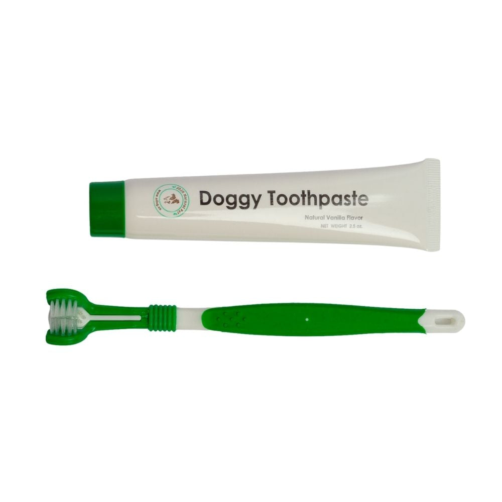 Triple-Head Dog Toothbrush & All-Natural Toothpaste Kit – Clean All Teeth at Once
