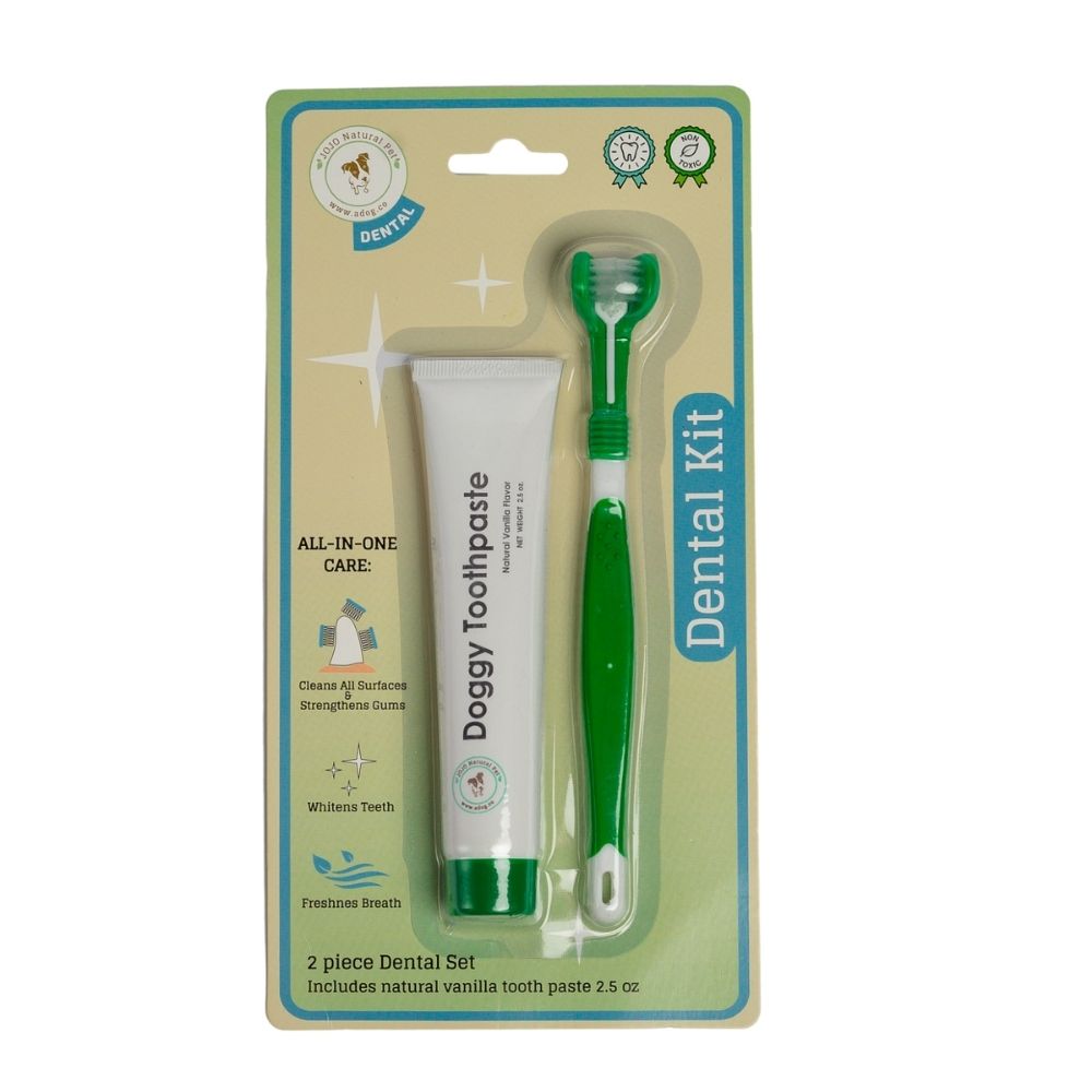 Triple-Head Dog Toothbrush & All-Natural Toothpaste Kit – Clean All Teeth at Once